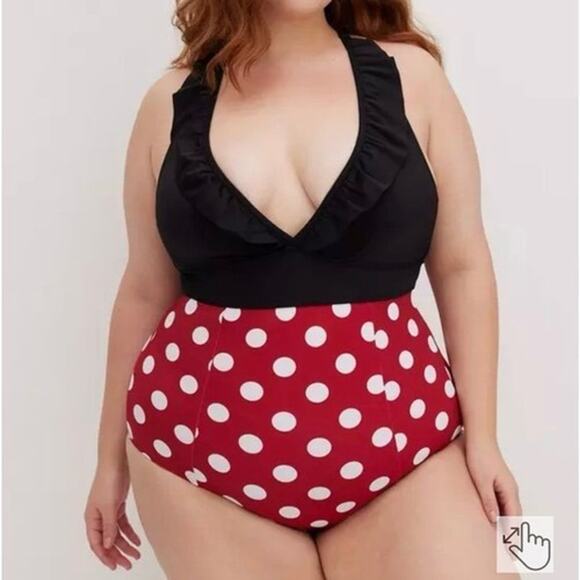 Disney Other - Disney Minnie Mouse Womens Plus One Piece Swimsuit Ruffle V Neck Polka Dot 4X